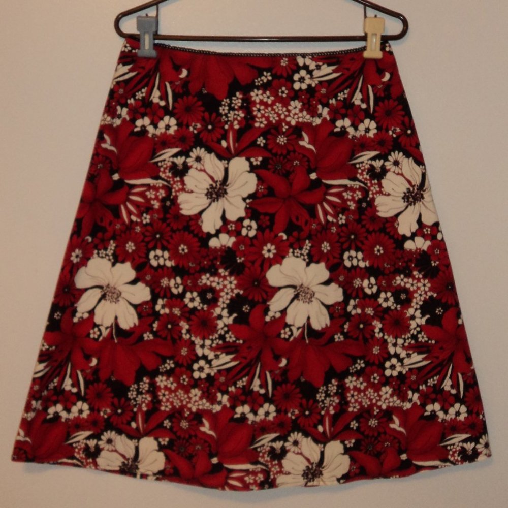 Valerie Stevens Casual Women's Size 10 Skirt Floral A Line Red White Black